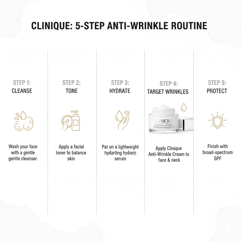 «مراحل استفاده صحیح از کرم ضدچروک کلینیک – شستشو، تونر، آبرسان، کرم و ضدآفتاب»