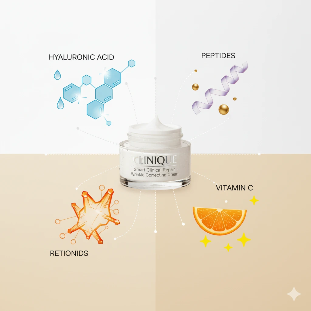 ترکیبات کرم ضدچروک کلینیک شامل هیالورونیک اسید، رتینوئید و پپتیدها
